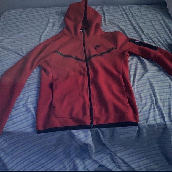 Red nike tech Zip Up